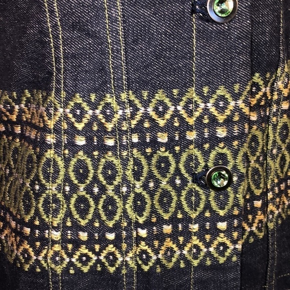 I echo Sleeveless Embroidered Long Line Jean Vest Size XS-S - Picture 5 of 11